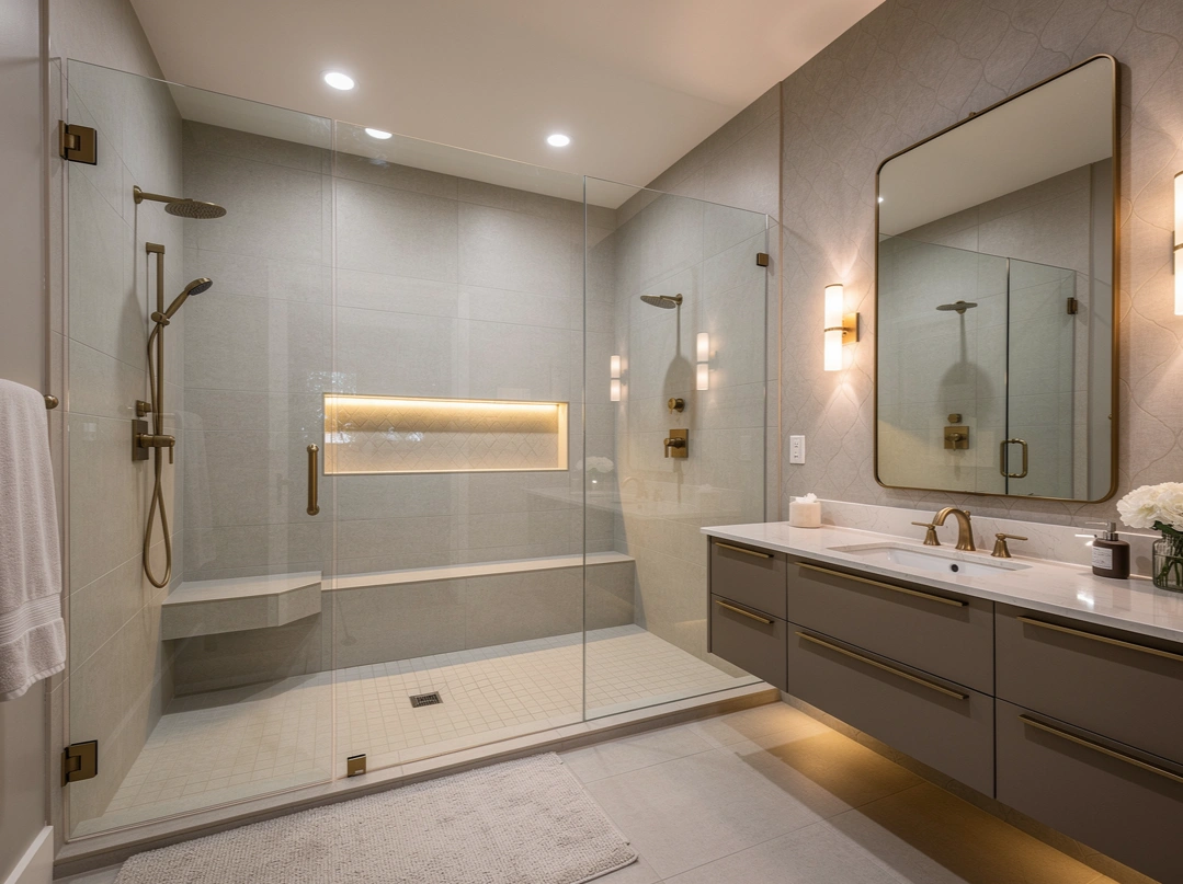 Stylish remodeled bathroom in Menlo Park